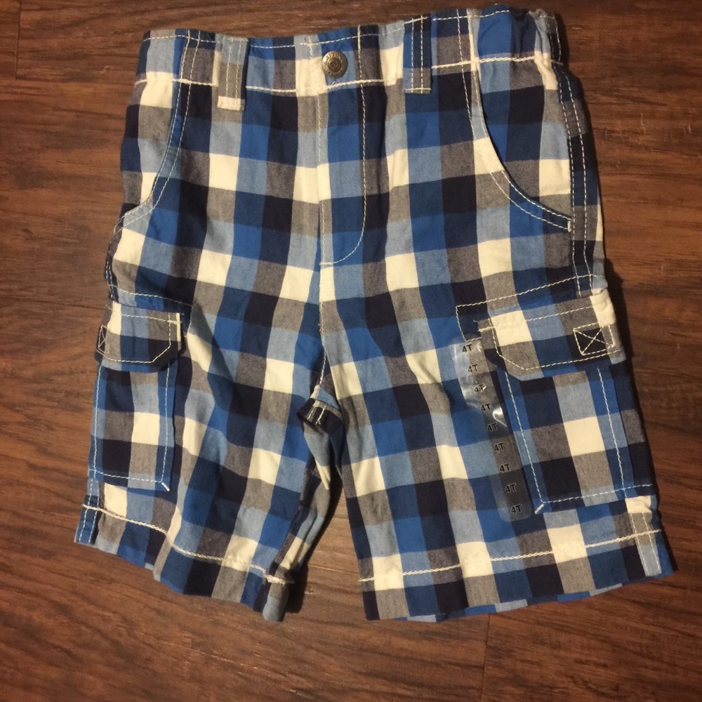Arizona Toddler Boys Cargo Shorts Blue Plaid 3T/4T